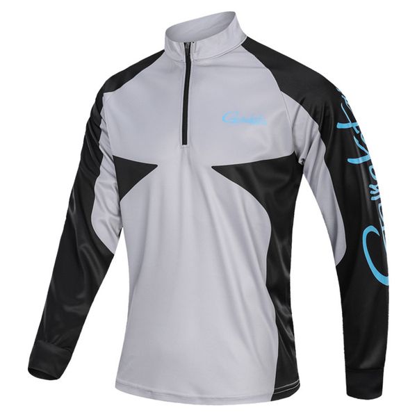 

2020 men fishing shirts long sleeve zipper plus size sport fishing clothing breathable anti uv clothes cycling wear, Gray;blue