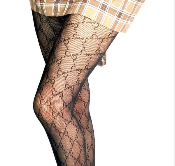

european and american g letter pantyhose full printed logo autumn and winter bottoming socks fishing net stockings bottoming pantyhose wy878, Black;white