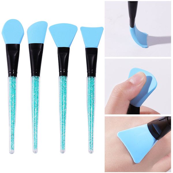 

4 pcs/set silicone heads nail art sculpture pen rhinestone acrylic handle for emboss carving craft polish manicure tools, Yellow