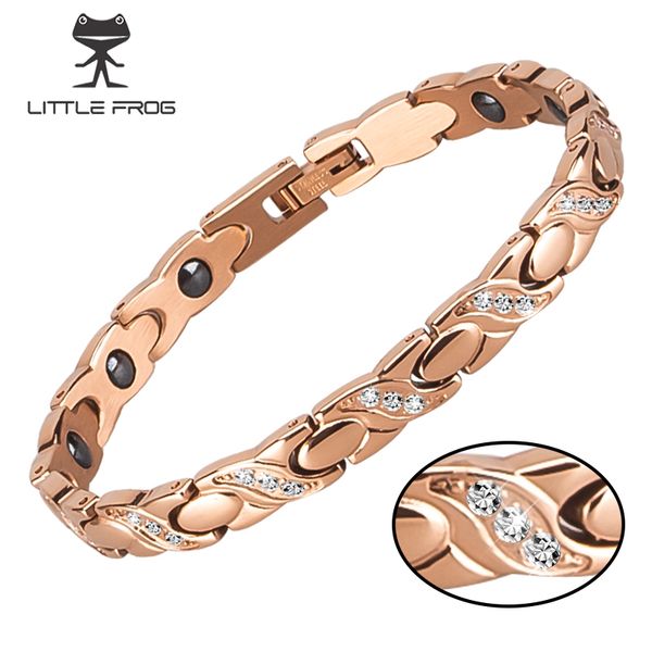 

little frog magnetic germanium healing bracelet for women rose gold color health bracelets bangles women fashion jewelry, Golden;silver