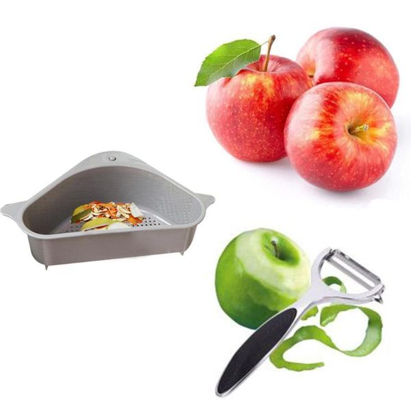 

kitchen triangular sink strainer drain vegetable fruit drainer basket suction cup sponge rack storage box sink filter shelf