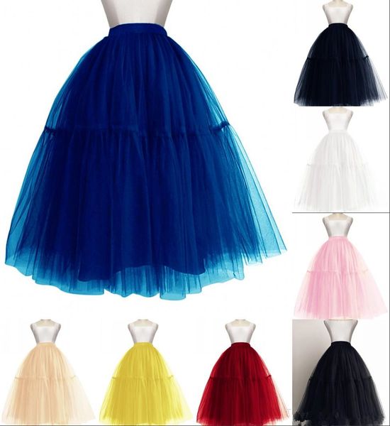 Neue 5 Schichten Frauen Midi Tulle Tutu Rock Petticoat Hochzeit Brautkleid Prom Abend Ballkleid unter Röcken CPA1091346a