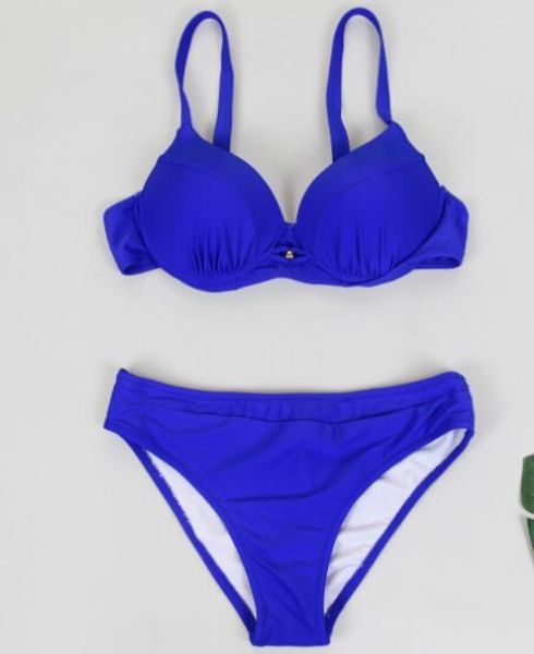 

sports women plus big large bikini split swimsuit solid beach swimsuit high waist sets triangle flexible stylish
