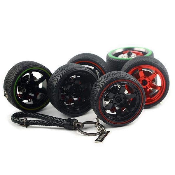

te37 jdm big size wheel rim rear view mirrow pendent disc brake+bv leather+tire+rope (big size) hellaflush keychain keyring