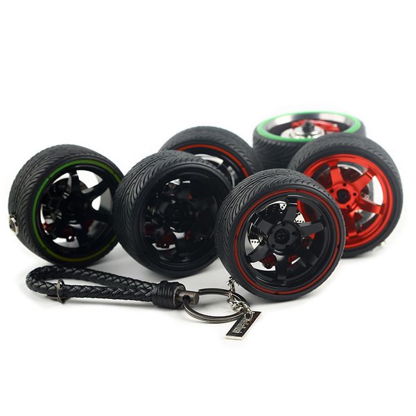 

te37 jdm big size wheel rim rear view mirrow pendent disc brake+bv leather+tire+rope (big size) hellaflush keychain keyring