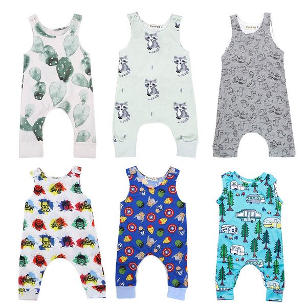 

baby print rompers 40+ designs boy girls cactus forest road newborn infant baby girls boys summer clothes jumpsuit playsuits 3-18m, Blue