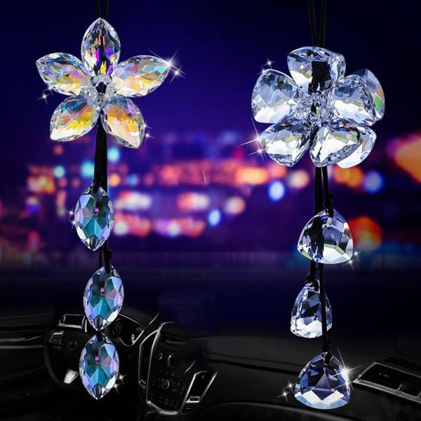 

горячие новые горячие кристаллы цветок автомобильные подвески повезло висит зеркало заднего вида подвеска автомобиля декор орнамент аксессуа