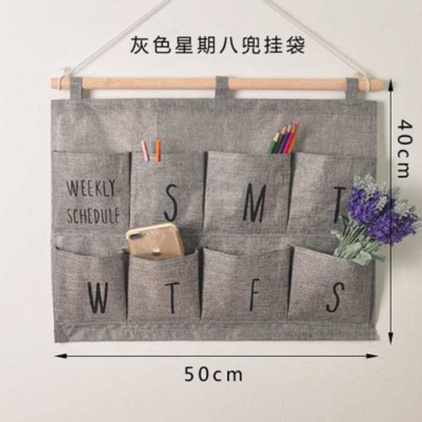 

8-cell pockets wall-mounted hanging bag cosmetic toy mobile phone wardrobe storage bag one week hanging organizer