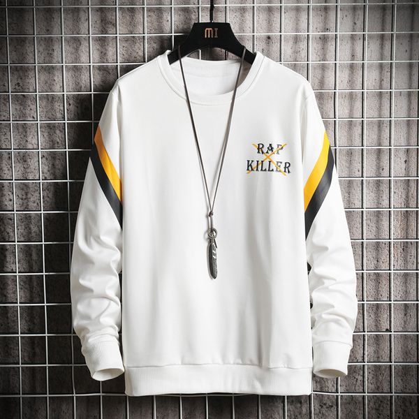 

мужская дизайнерская толстовка повседневный свитер осень молодежь круглый вырез свитер мужская футболка с длинным рукавом мужская одежда, Black