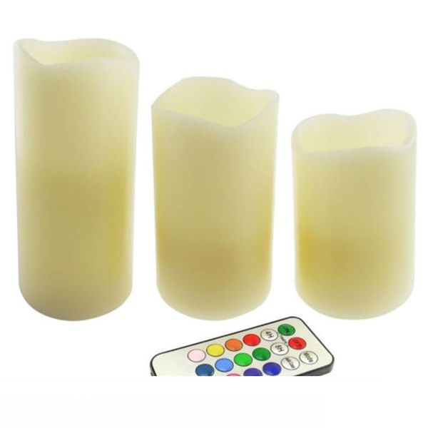 

3pcs set romantic colors changing flameless led candle light with remote control wedding party birthday valentine lamp supplies