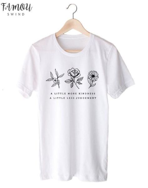 

a little more kindness a little less judgement t shirt flowers t shirt save planet tshirt women womans fashion clothes, White