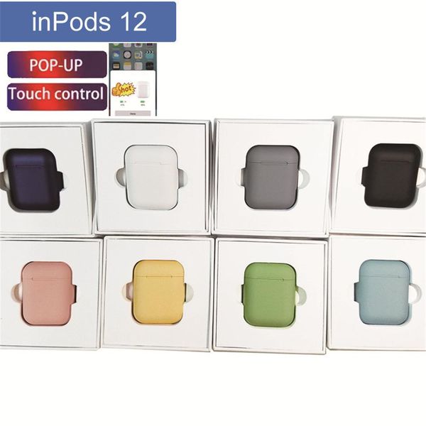 

bluetooth earphone inpods 12 5.0 macaron wireless headphons wireless bluetooth earphones for all smart phone sport earbuds headset