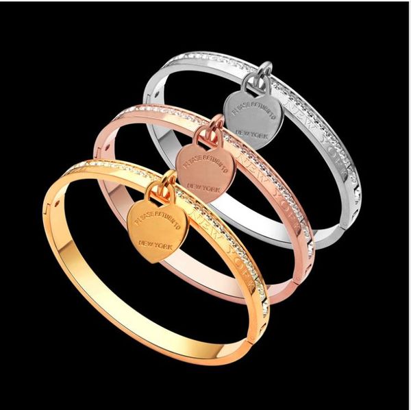 

single row diamond bracelet single peach heart bracelet 18k gold korean version women's bracelet, Golden;silver