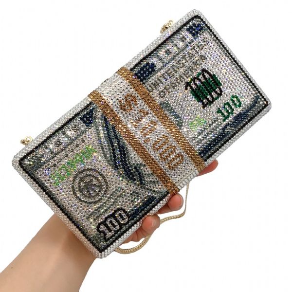 

bee in luxury hand inlaid diamond evening bag dollars clutch women's wedding zero wallet party bag good quality