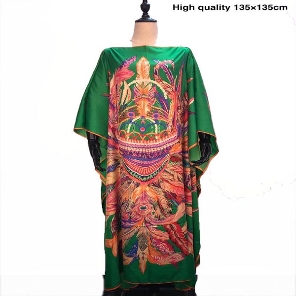 

dress length 135 cm bustline 135cm popular silk printed kaftan dresses loose style dashiki summer party silk dresses for lady, Red