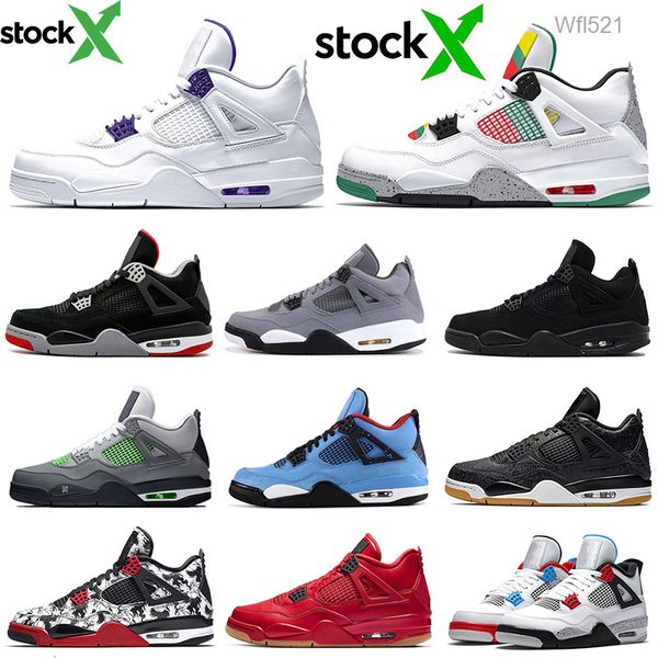 

stock x 4 4s basketball shoes metallic pack black cat 2019 bred cool grey rasta mens trainer sport designer sneakers 7-13