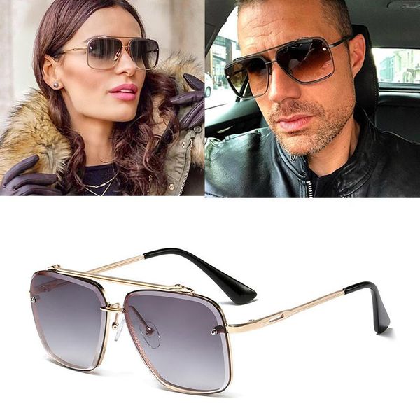 

2020 fashionl oversized metal sunglasses vintage large frame plank lightweight sunglass men women retro adumbra, White;black