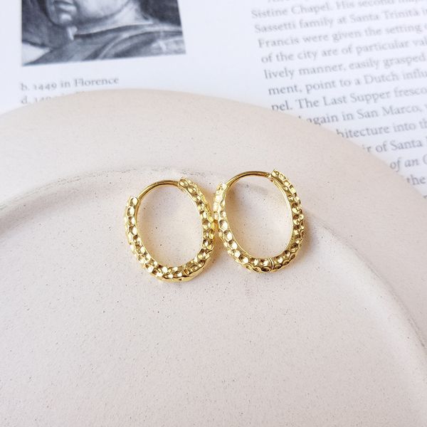 

S925 sterling silver jewelry European and American fashion earrings bright face small gold bean Earrings wedding custom