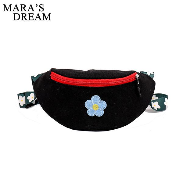 

mara's dream 2020 new solid color female fashion solid color canvas belt bag literary small fresh wide shoulder strap flower lit