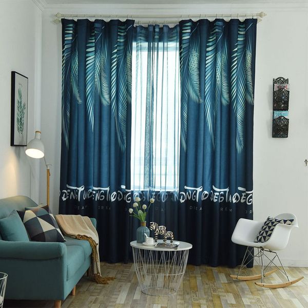 

nordic style unique digital printing phoenix leaves for living room bedroom curtains tulle curtains can be customized