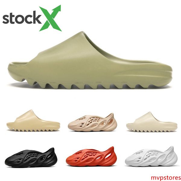 

stock x 2020 bone mens luxury designer slippers foam runner kanye west desert sand resin beach women men slides slipper sandal sandals 36-45