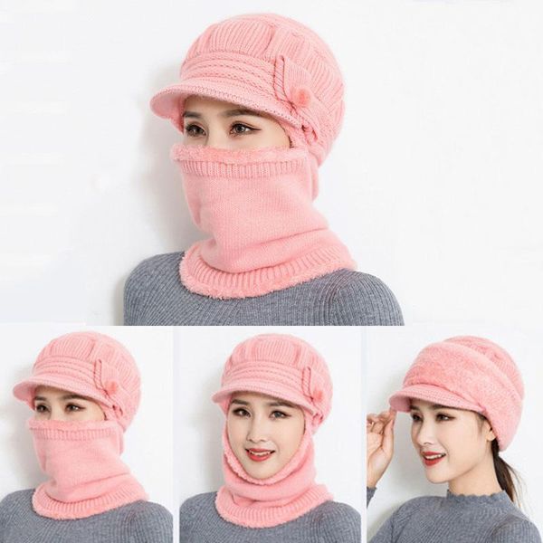 

knitted one-piece scarf and hat ring scarf thicken warm winter hat neck warmer beanies cap outdoor sports windproof hat bh2821 tqq