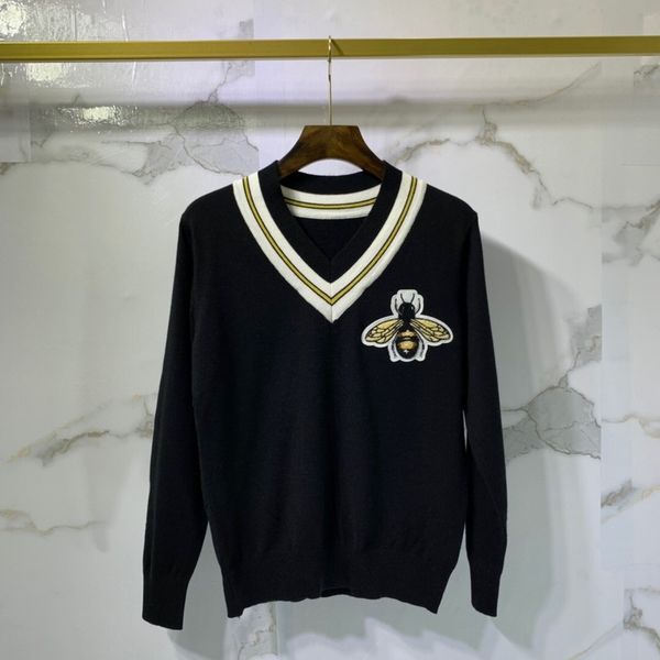 

19FW Luxury Autumn Winter Europe Italy Big Bee Embroidery Sweater Fashion Men Clothes O-neck Pullover Sweatshirt Hoodie Women Sweaters