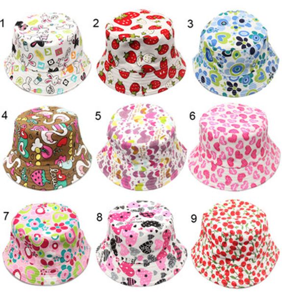 

30 colors children bucket hat casual flower sun printed basin canvas e kids hats baby beanie caps yd0156, Blue;gray