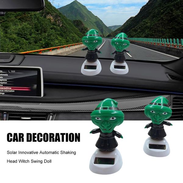

1pcs car solar decoration toy innovative automatic shaking head witch swing doll car decoration dashboard decor auto
