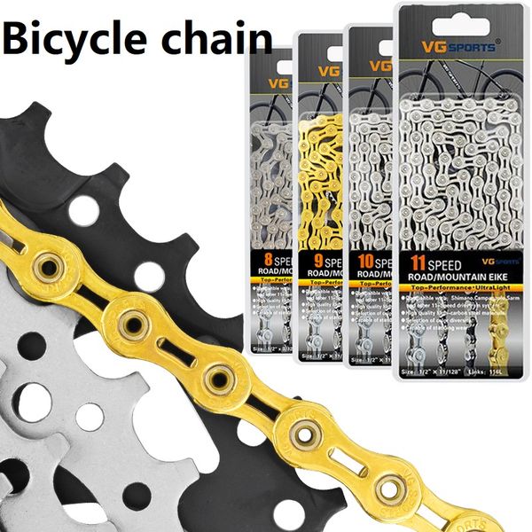 

8/9/10/11 speed ultralight bicycle chain silver/gold bike chain half hollow mountain road bike chains