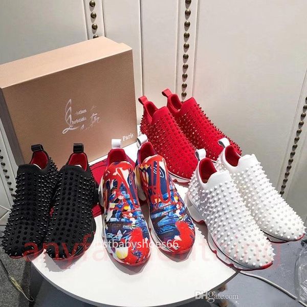 

new superstar rivet red bottom sneakers luxury rhinestone shoes men and women models partymen'designer sports shoes couple leather flat, Black