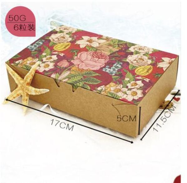 

20/40pcs vintage floral kraft paper boxes gift boxes packaging macaron packaging for cookie candy carton box