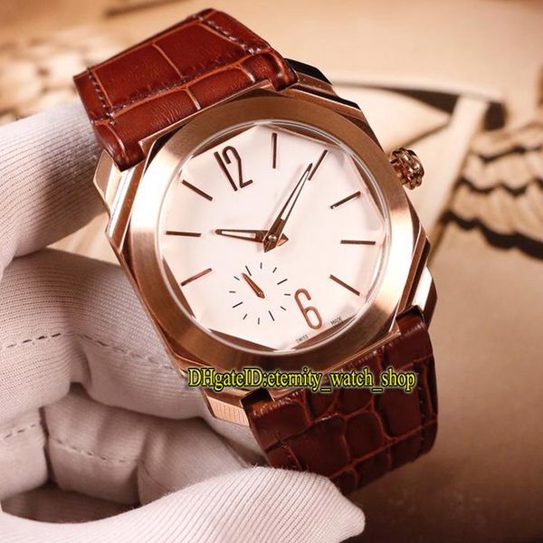 

высокое качество octo finissimo 102371 bgop40bglxt белый циферблат япония miyota автоматическая мужские часы из розового золота кожаный реме, Slivery;brown