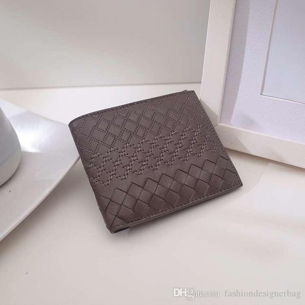 

sell men's wallet hiqh quality euro style vintage fashion short bi-fold real leather wallet card holder two colors gift box money bag, Brown;gray