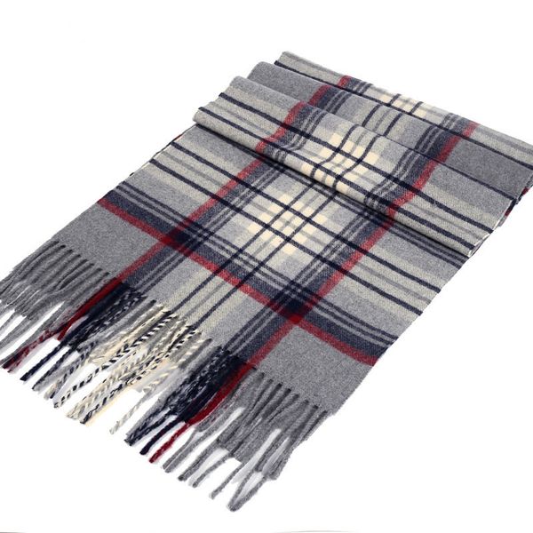 

new men's striped wool scarf autumn and winter cashmere long lattice business british wind simple scarf cashmere, Blue;gray