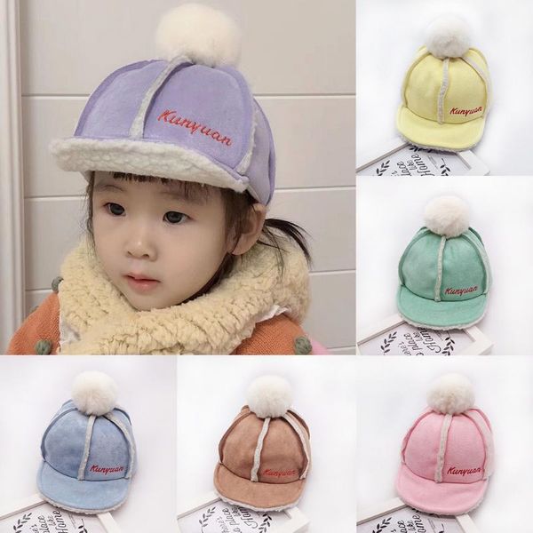 

fashion children letter hat baseball cap autumn and winter warm cap toddler baby hat boy girl keep warm accessories kids, Yellow