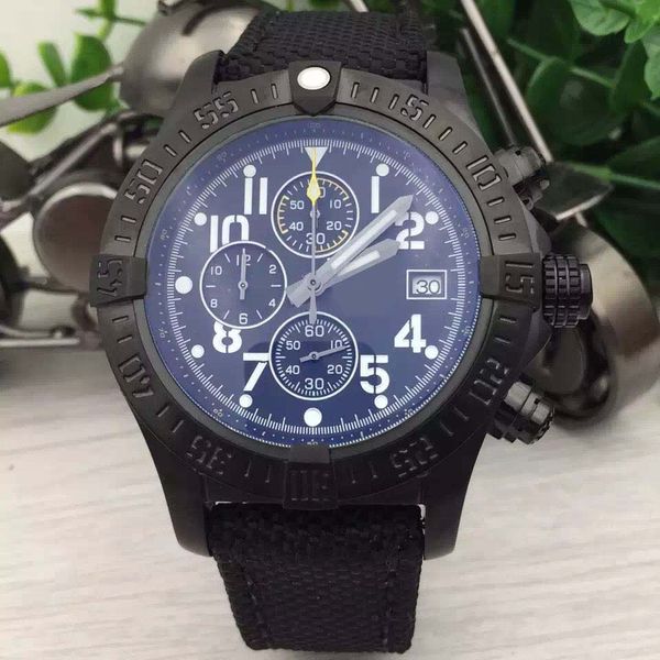 

canvas military strap br 1884 super avenger ii black dial chronograph mens watches watch outdoor rotatable bezel wristwatches, Slivery;brown
