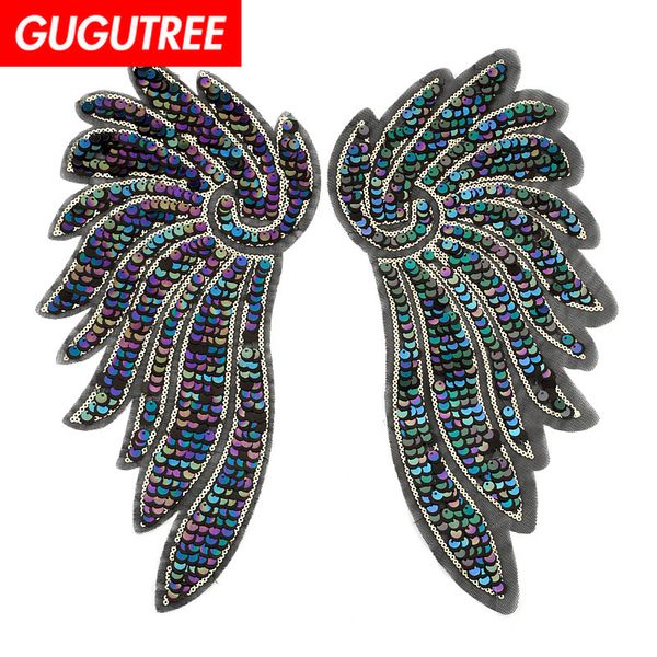 

gugutree вышивка патчи большие крылья патч животных значки аппликация пластыри для одежды дк-26, Black