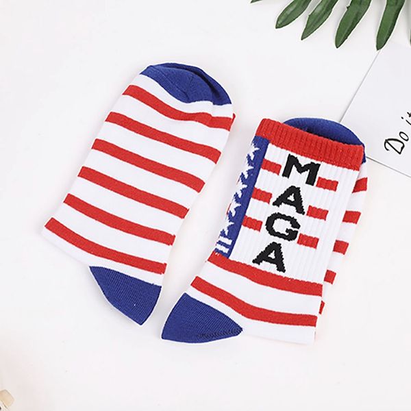 

stitching color america national flag printed socks 2020 soft comfort men cotton trump sock novelty personality sports socks, Black