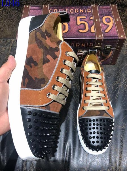 

ab17 new luxury bottom red bottoms studded spikes brand mens casual shoes men women party lover sports sneakers, Black