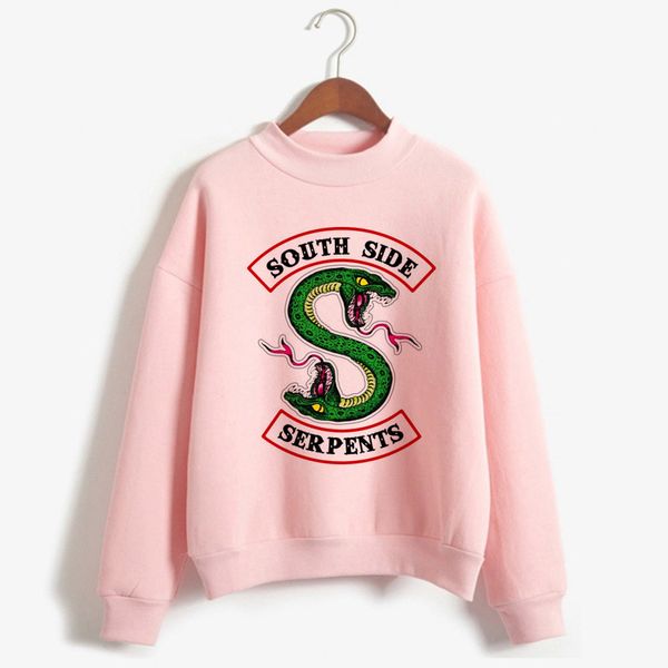 

женская hoodie женской одежды riverdale кофта водолазка женщина pink south side змея толстовка пуловеры корейского толстовка повседневный, Black