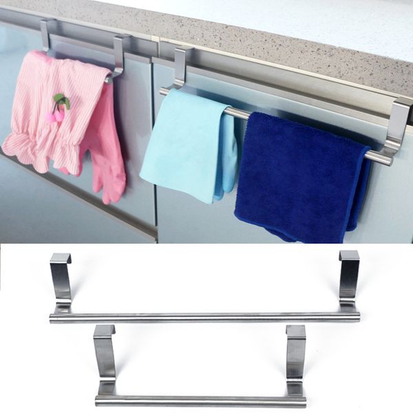 

1pc popular stainless steel kitchen cabinet door rack hanging sundries bathroom towel stand storage shelf cupboard hanger