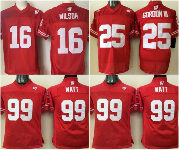 

Youth Wisconsin Badgers Jerseys #99 J.J. Watt #16 Russell WILSON #25 Melvin Gordon College Football Jerseys