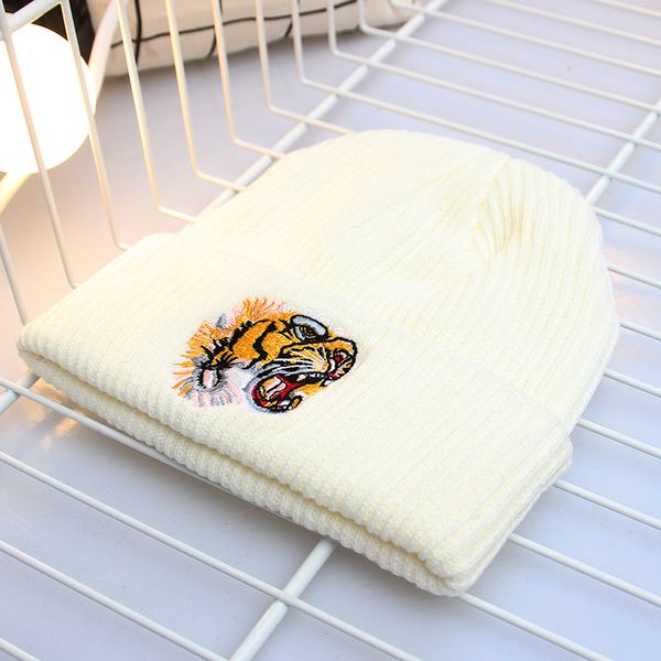 

solid cotton embroidery tiger ski hats knitted hats for men for women fashion knitted winter hip hop style hat cap
