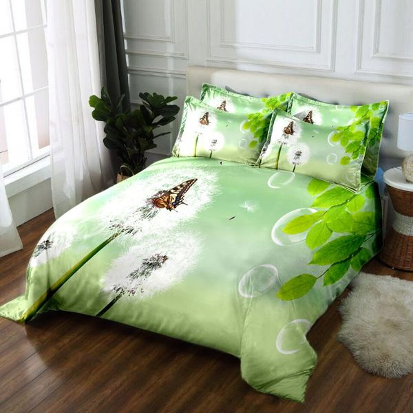 

colored butterfly bedding duvet cover set white dandelion pattern double bedding set home soft quilt cover pillowcase cp-k034