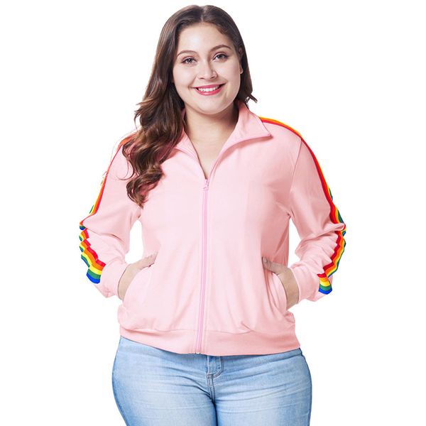 

2019 spring new loose sport jacket women plus size design striped baseball jacket for female breathable running women, Black