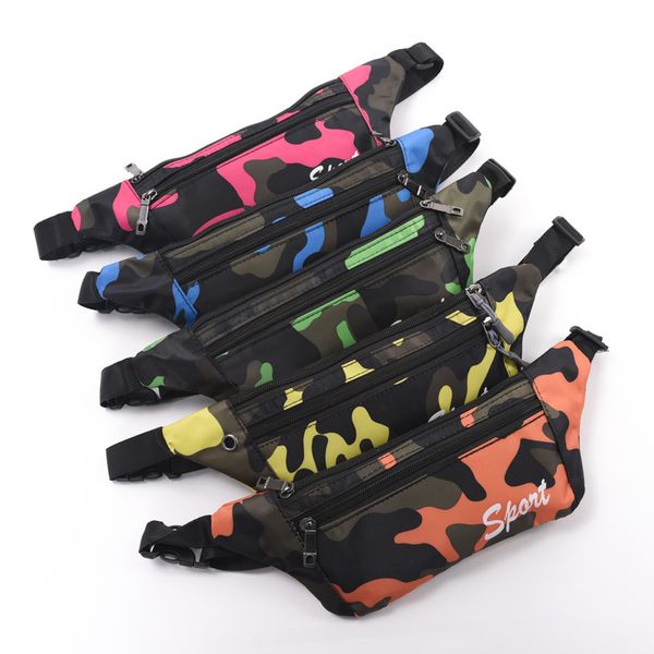 

fashion mountaineering zipper waistpack camouflage print storage bag outdoor sport canvas bags cycling hiking 4 8wl o1