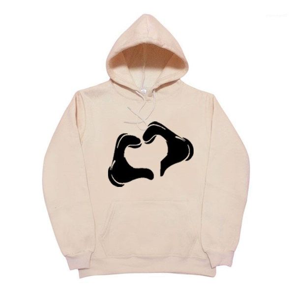 

male teenager hoodies harajuku style hands love casual sports sweatshirts autumn winter fleece, Black