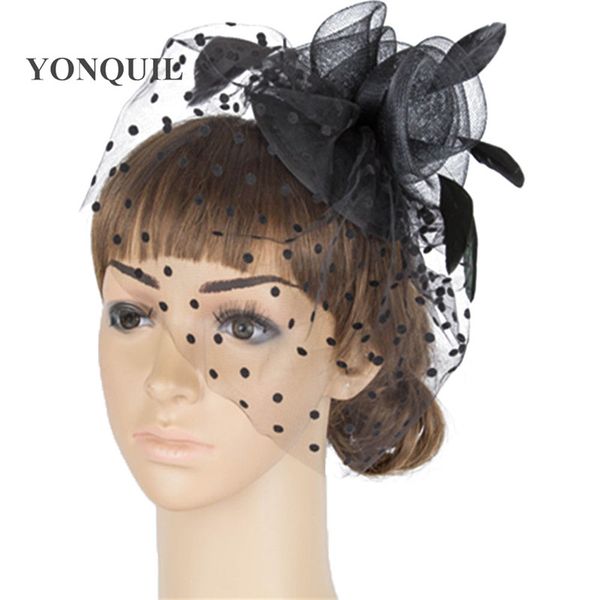 

black crinoline fascinator headwear 3 roses with bridal veil adorned party and wedding hair accessories multiple color available, Blue;gray