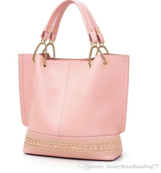 

2019 tide elegant temperament ladies rivet hand shoulder diagonal scorpion mother bag three-piece pink